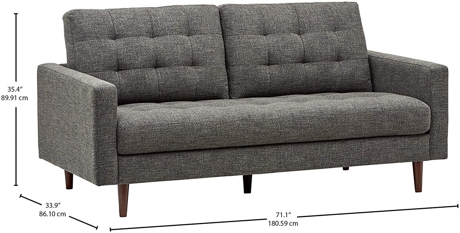 Rivet Cove Mid-Century Modern Tufted Apartment Sofa, 72"W, Dark Grey - Image 2