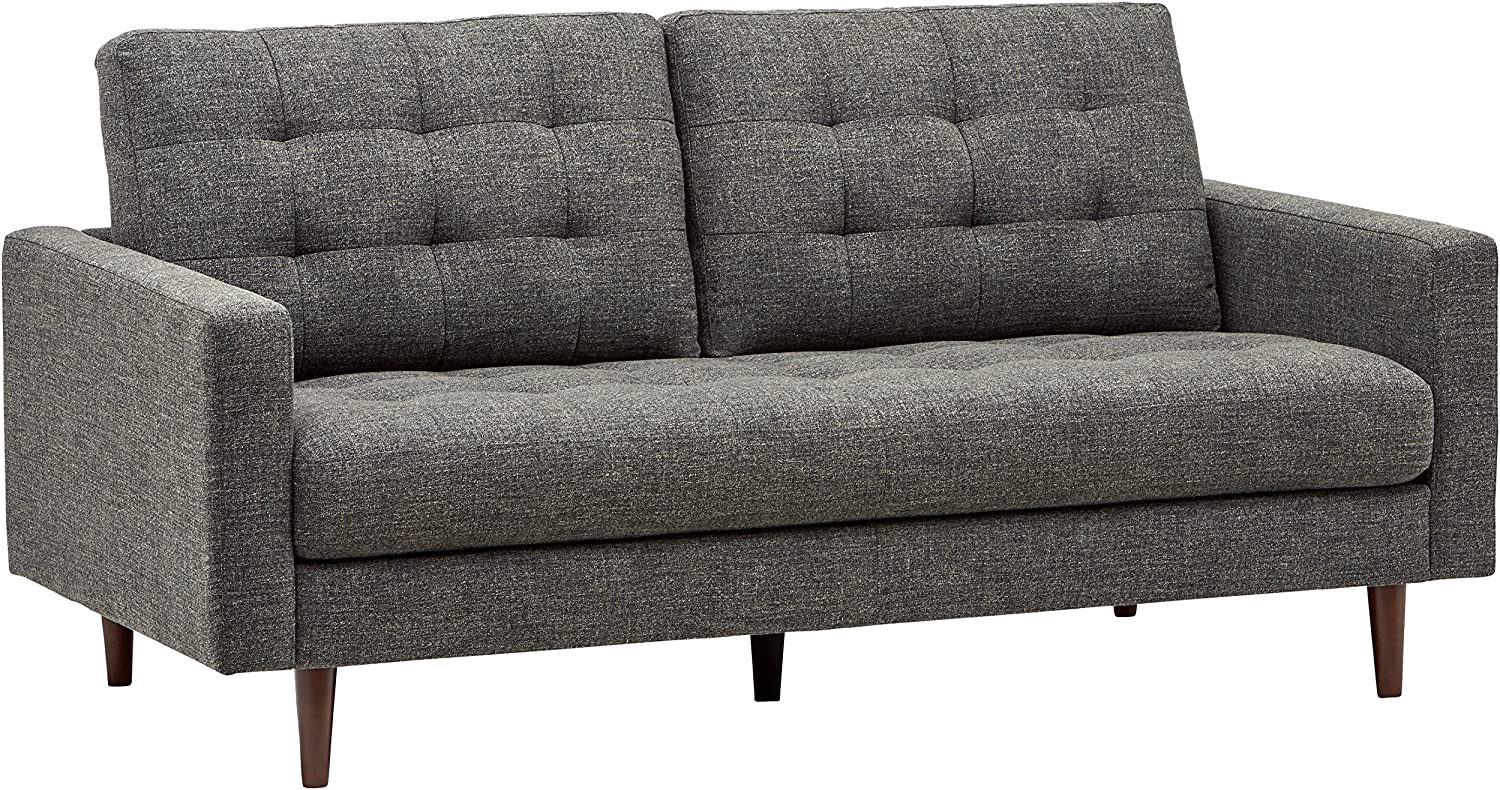 Rivet Cove Mid-Century Modern Tufted Apartment Sofa, 72"W, Dark Grey